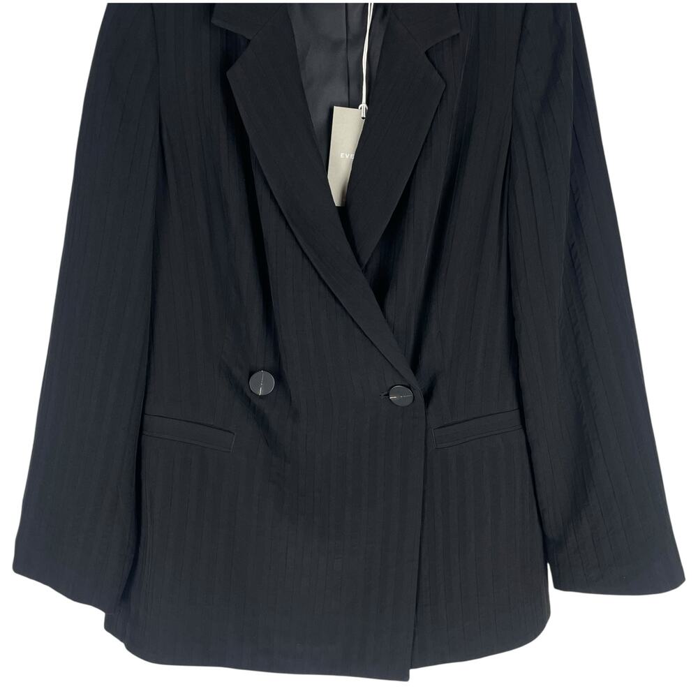 Everlane The Drapey City Striped Blazer Double Breasted Black Size 6 - Picture 7 of 13